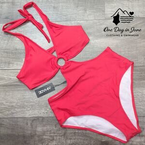 AImage Halter Cutout Ring One Piece Swimsuit Size M